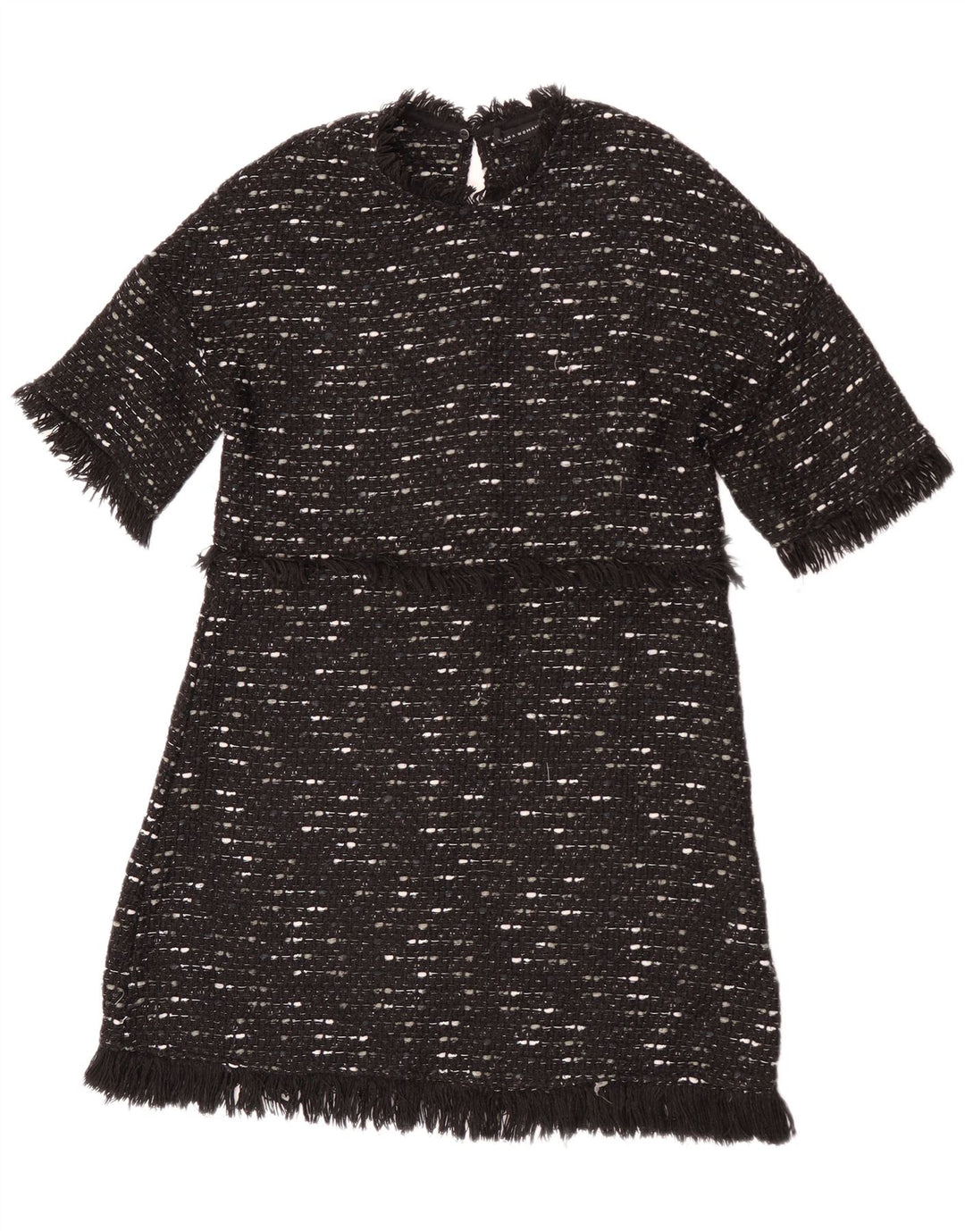 Zara Damen Pulloverkleid UK 12 Medium Schwarz meliert
