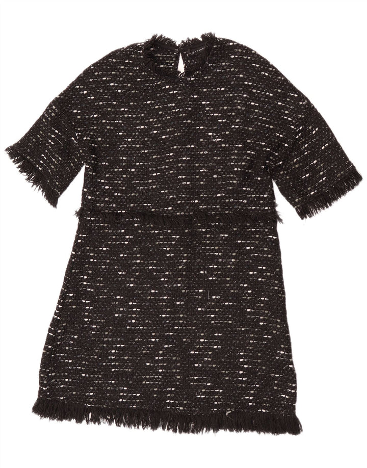 Zara Damen Pulloverkleid UK 12 Medium Schwarz meliert