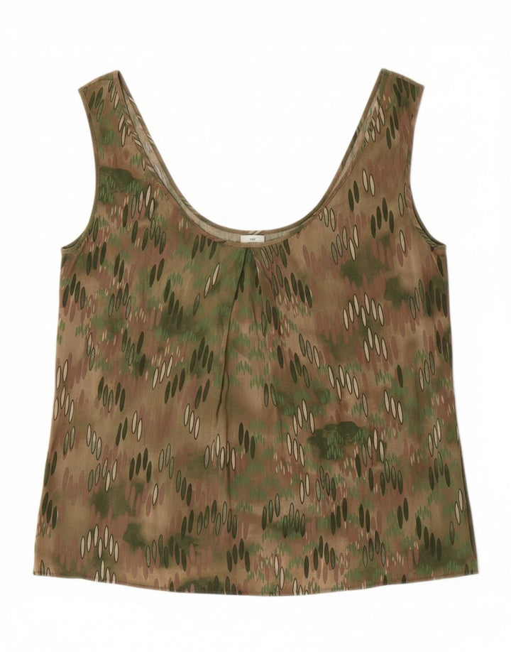 BENETTON Womens Abstract Pattern Sleeveless Blouse Top UK 16 Large Green