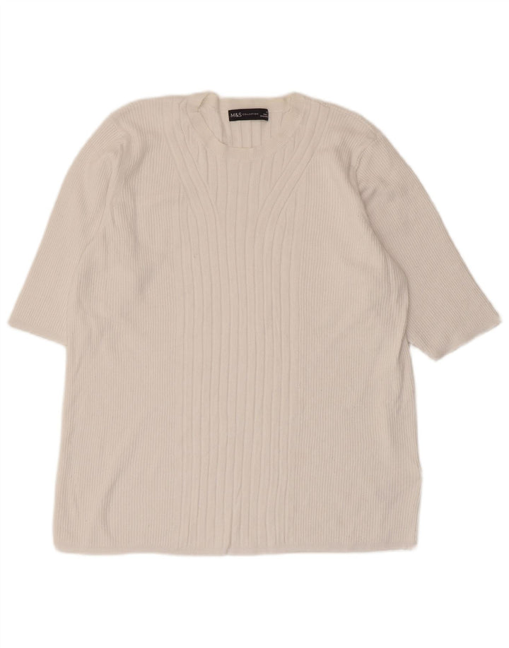 Marks & Spencer Damen Bluse Top UK 18 XL Weiße Viskose