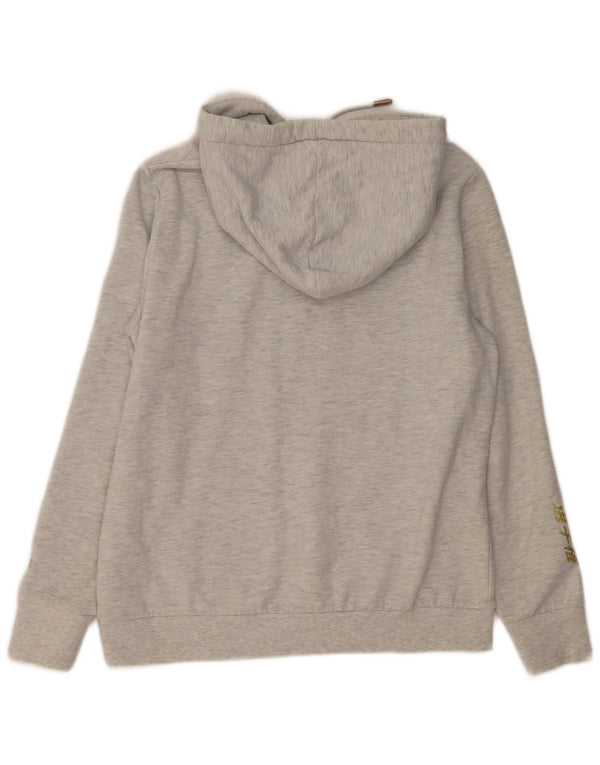SUPERDRY Grafik-Kapuzenpullover für Damen, UK 16, Größe L, grau meliert, Baumwolle
