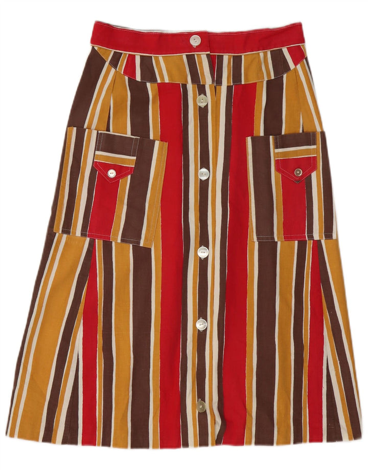 Vintage Damen A-Linie Rock W26 Klein Mehrfarbig gestreift