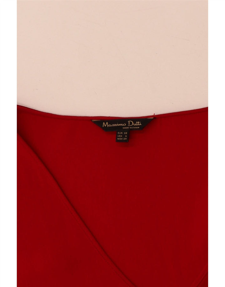Massimo Dutti Damen Langarmblusenoberteil EU 38 Kleine rote Viskose