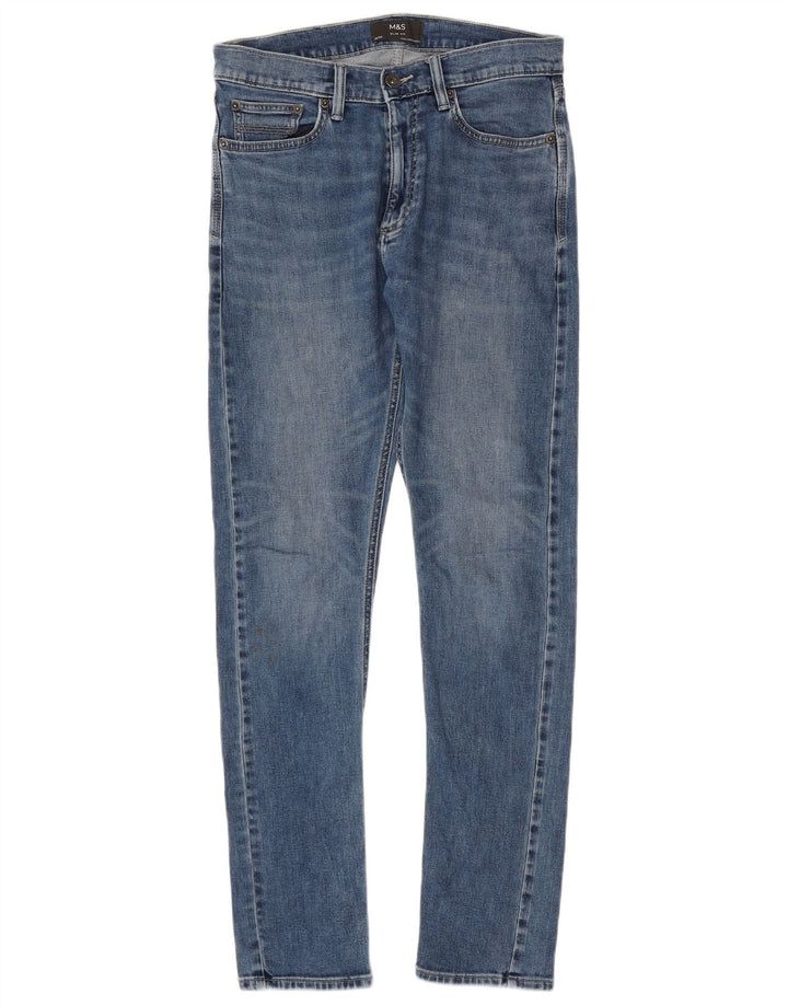 Marks & Spencer Damen Slim Jeans W30 L33 Blaue Baumwolle