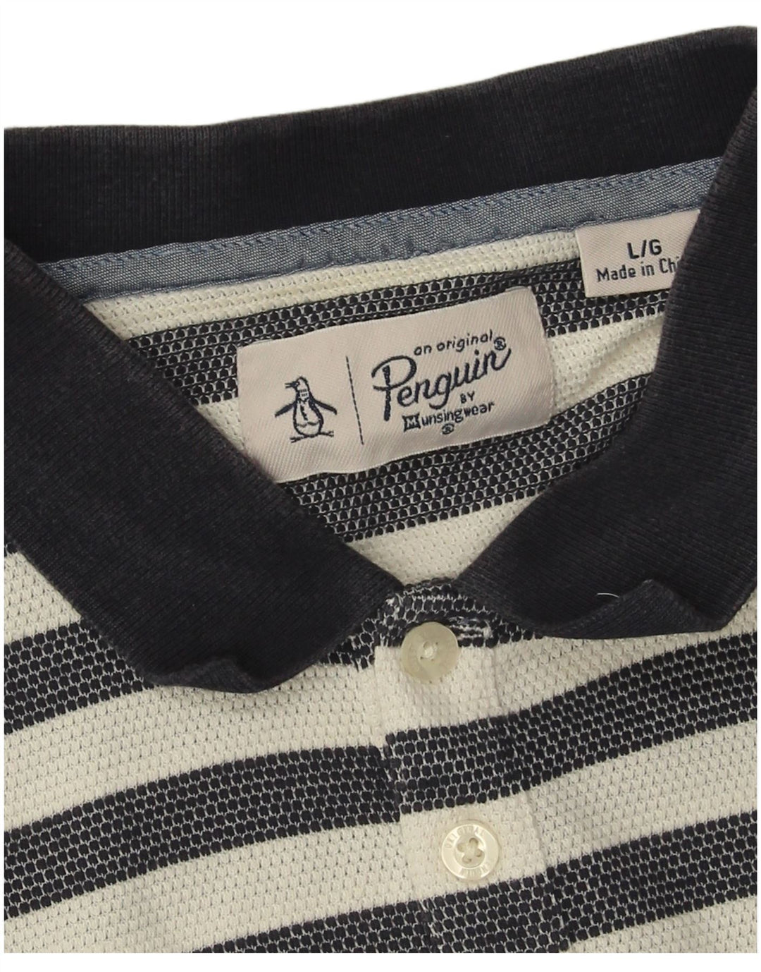 Penguin Herren-Poloshirt, groß, marineblau, gestreift, Baumwolle