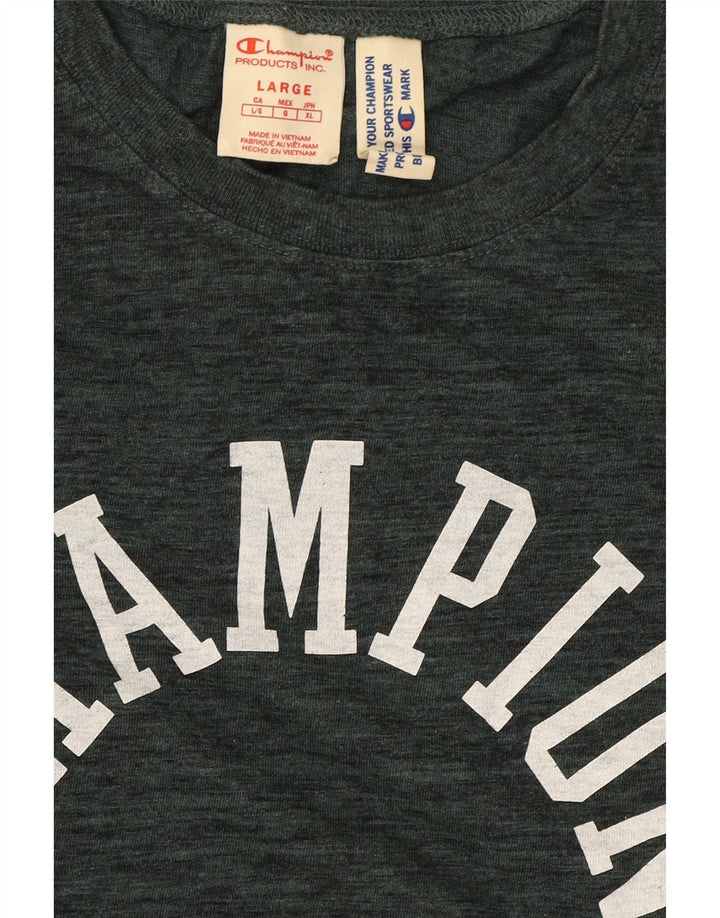 CHAMPION Mens Graphic T-Shirt Top Large Grey Cotton Vintage Champion and Second-Hand Champion from Messina Hembry 