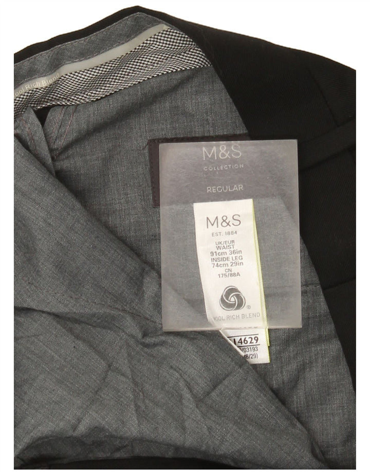 Marks & Spencer Damen-Anzughose, gerade, normal, W36, L29, schwarze Wolle