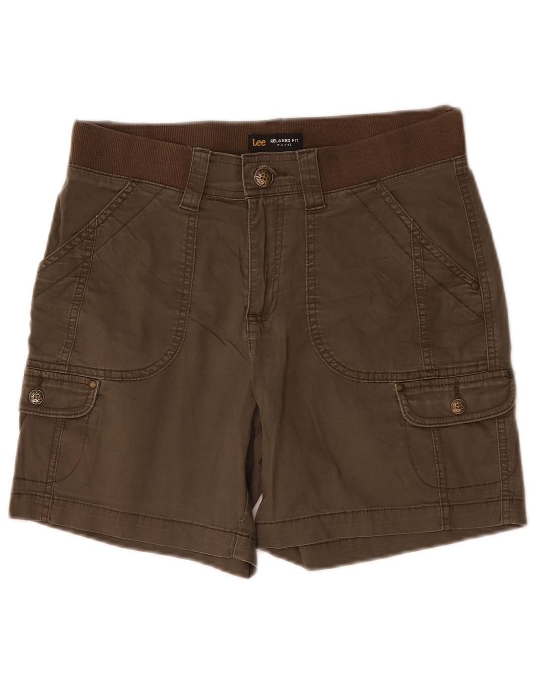 LEE Damen-Cargoshorts mit mittlerer Leibhöhe und entspannter Passform, US 6, Mittel W30, Khaki-Baumwolle