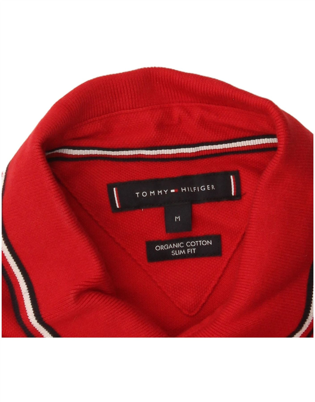 TOMMY HILFIGER Mens Slim Fit Polo Shirt Medium Red Cotton