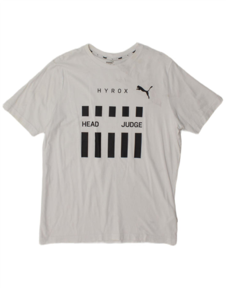 Puma Herren Grafik-T-Shirt-Oberteil aus mittelweißer Baumwolle