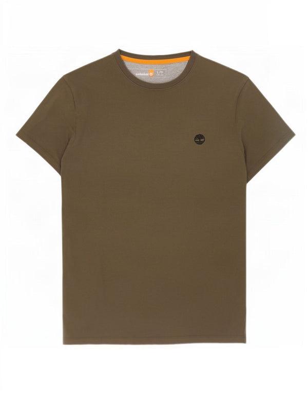 Timberland Herren Slim Fit T-Shirt Top Large Khaki Baumwolle