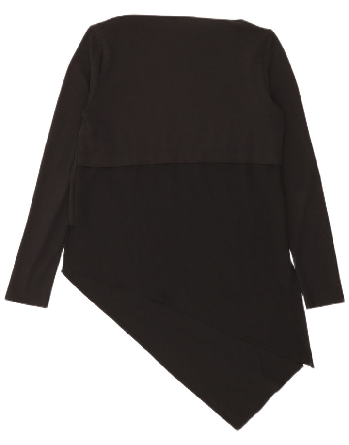 Zara Damen Asymmetrisches Top Langarm UK 12 Medium Schwarz