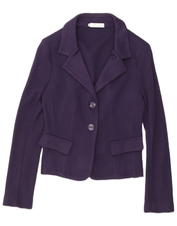 Vintage Damen-Strick-Blazer mit 2 Knöpfen, Gr. 10, Klein, Lila, Polyester