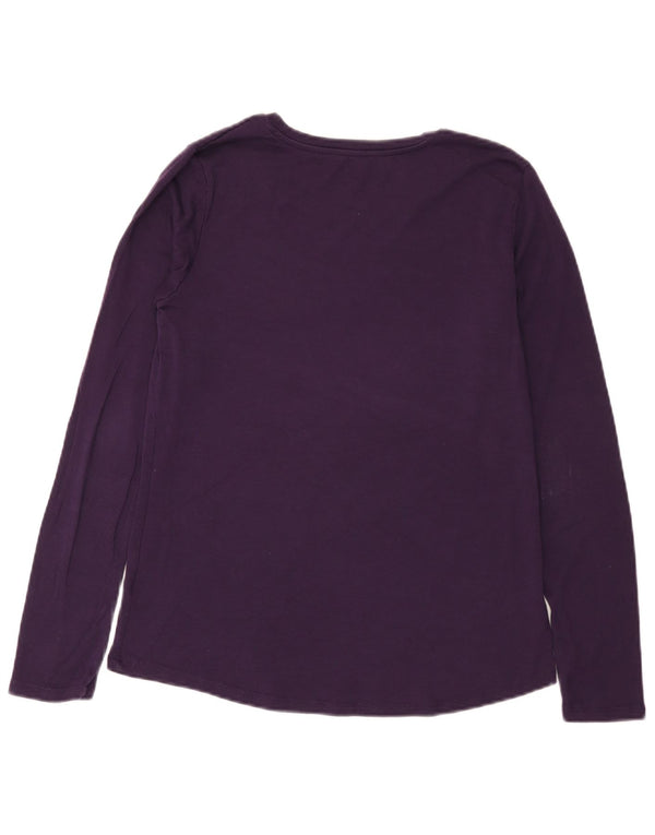 Eddie Bauer Damen Top Langarm UK 14 Large Lila Baumwolle
