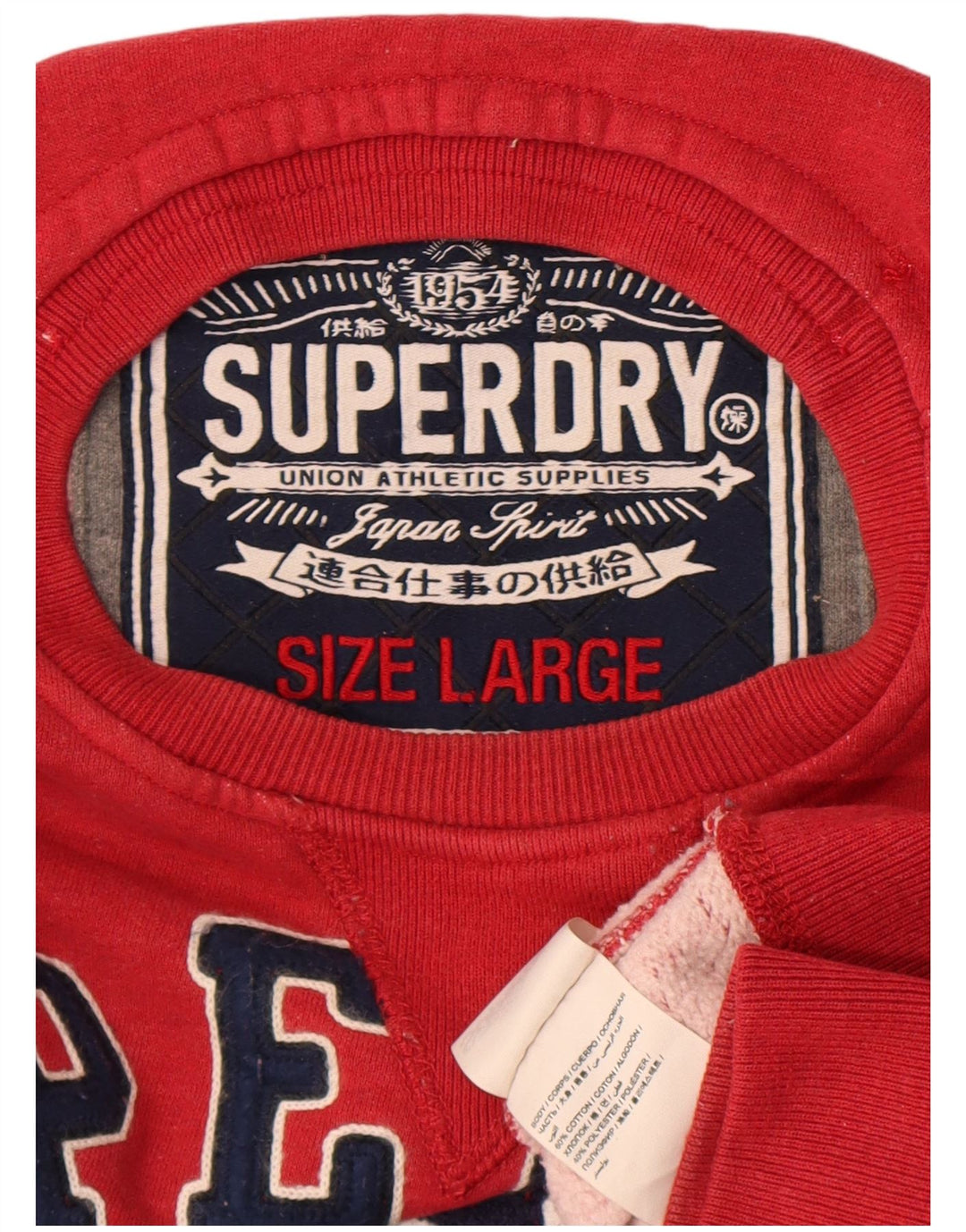 Superdry Herren-Sweatshirt mit Grafik, Größe L, aus roter Baumwolle