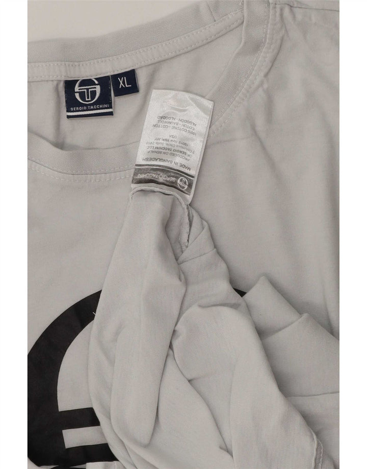 Sergio Tacchini Herren Grafik T-Shirt Top XL Grau Baumwolle