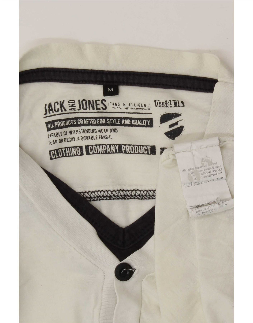 Jack & Jones Herren-Grafik-Oberteil, langärmelig, mittelweiße Baumwolle