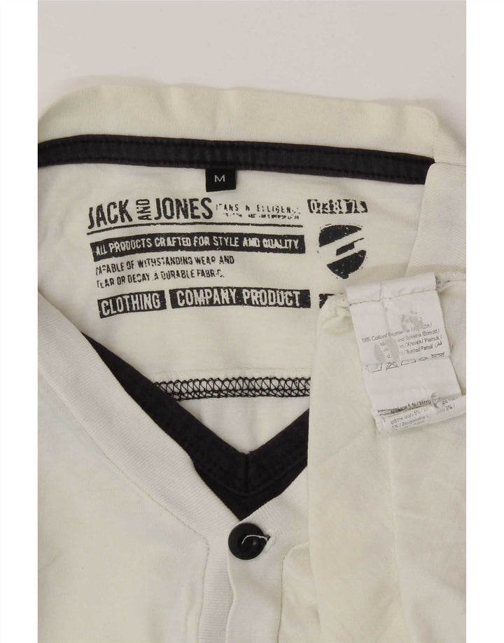 Jack & Jones Herren-Grafik-Oberteil, langärmelig, mittelweiße Baumwolle