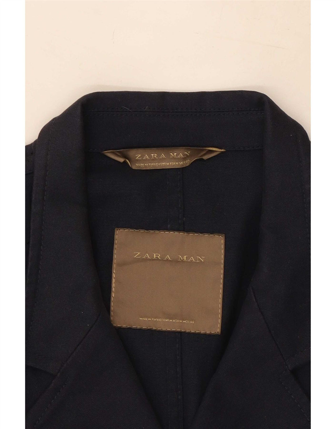 Zweireihiger Herren-Blazer von Zara, UK 38, mittelmarineblaue Baumwolle