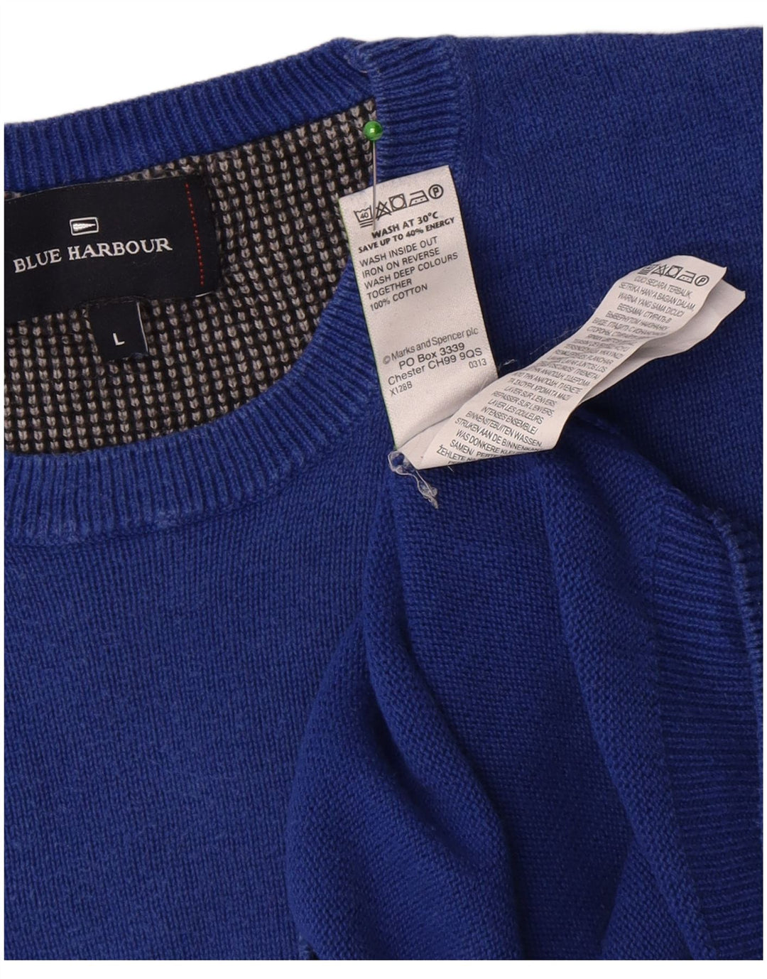 Marks & Spencer Herren-Pullover „Harbor“ mit Rundhalsausschnitt, Blau, Größe L, Blau