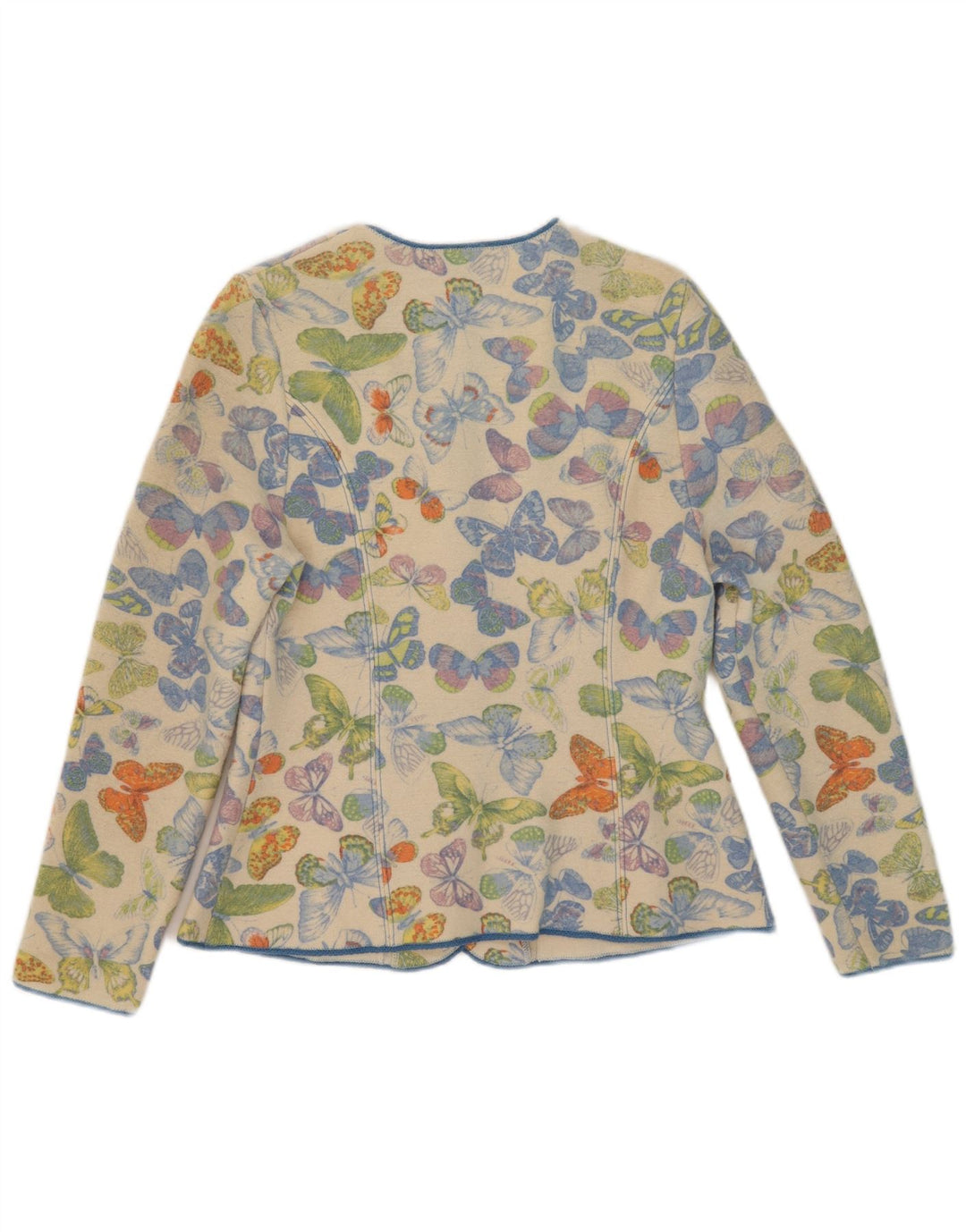 Geiger Damen-Blazer mit 5 Knöpfen, gestrickt, EU 38, mittelgroß, gebrochenes Weiß, Schmetterling