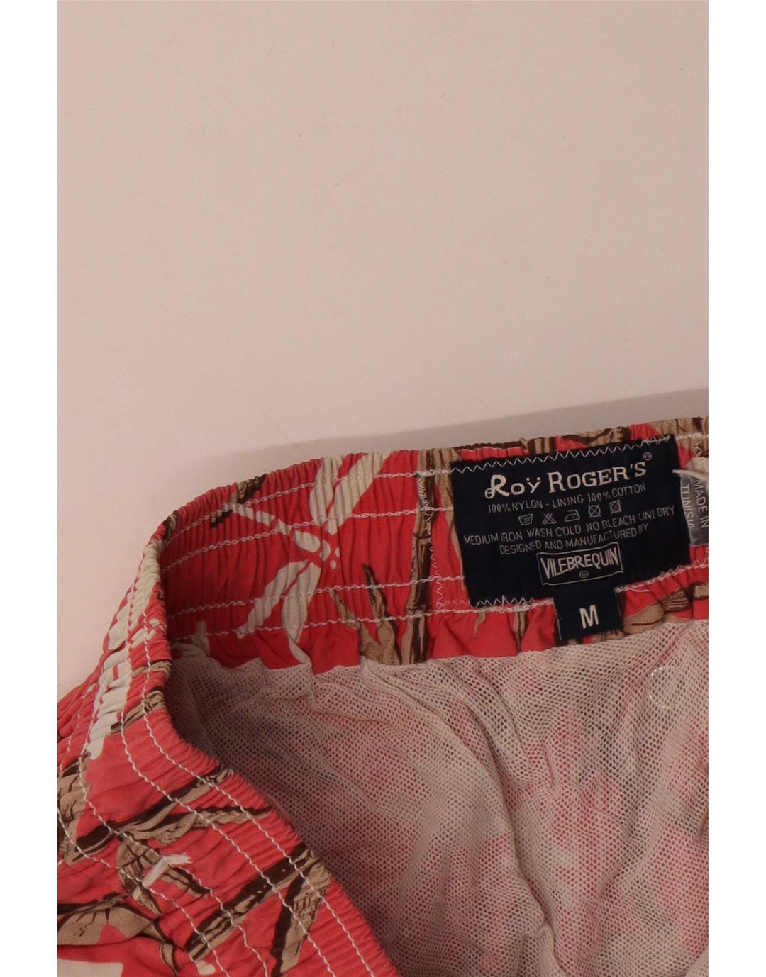 Roy Rogers Herren-Badeshorts aus mittelrotem Nylon mit Blumenmuster