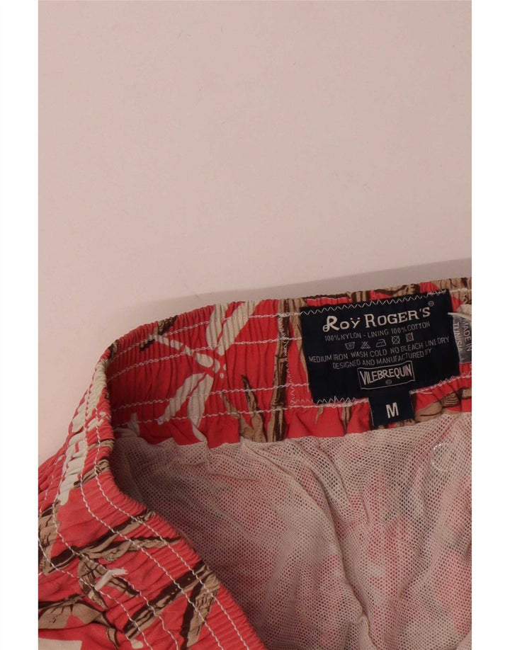 Roy Rogers Herren-Badeshorts aus mittelrotem Nylon mit Blumenmuster