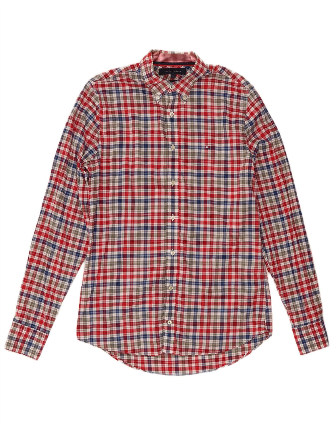 Tommy Hilfiger Herren-Slim-Fit-Hemd, klein, mehrfarbig, Gingham-Baumwolle