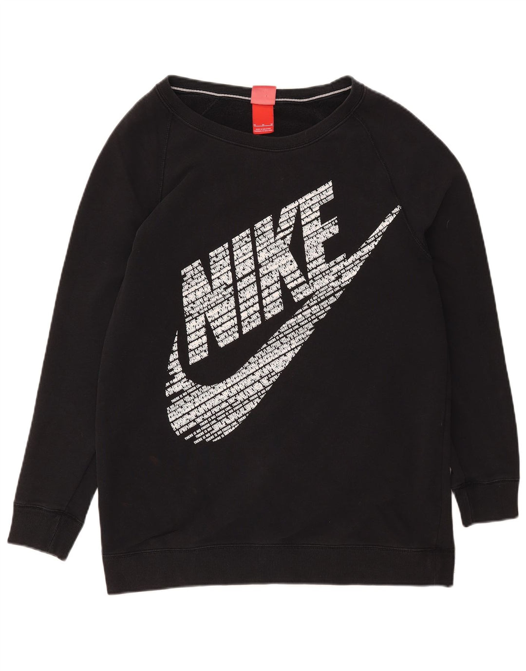 NIKE Womens Graphic Sweatshirt Jumper UK 14 Medium Black Cotton