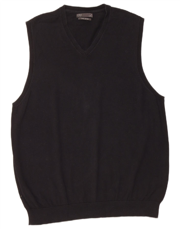 Marks & Spencer Herren Weste Tank Top XL Schwarz Baumwolle