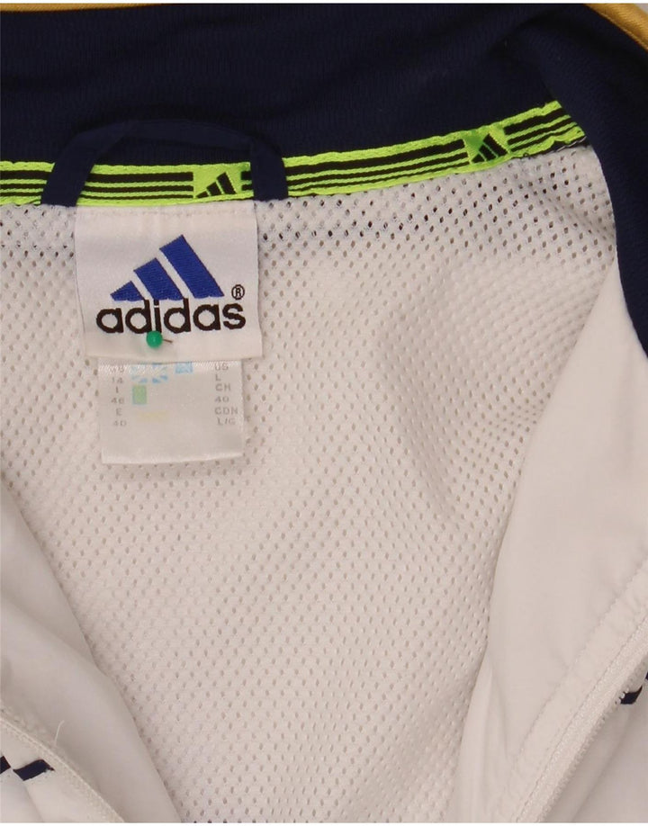 Adidas Damen-Trainingsanzug-Top-Jacke, UK 14, Größe L, Weiß, Farbblock
