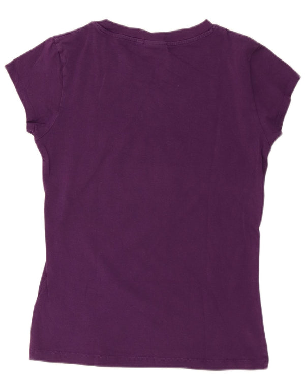 Ellesse Damen Heritage Graphic T-Shirt Top UK 12 Medium Lila Baumwolle