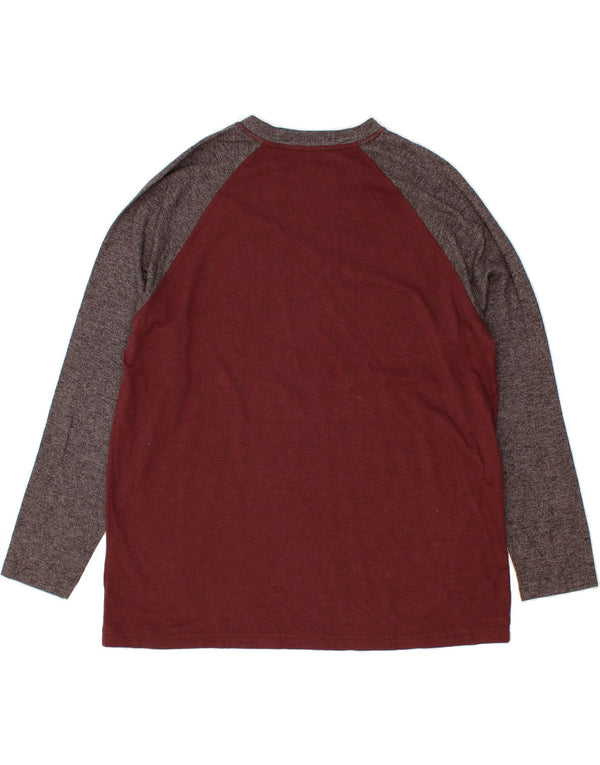 EDDIE BAUER Herren Top Langarm 2XL Kastanienbraun Colourblock Baumwolle