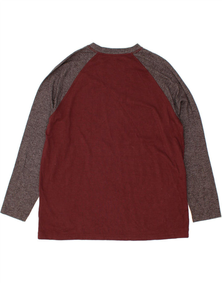 EDDIE BAUER Herren Top Langarm 2XL Kastanienbraun Colourblock Baumwolle