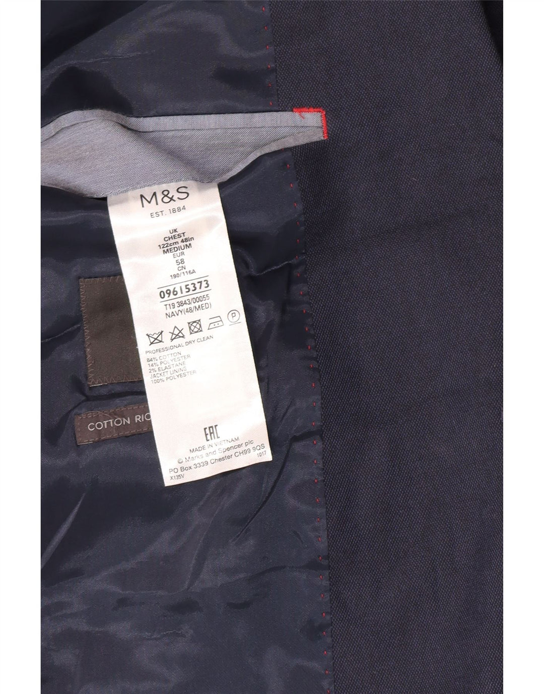 Marks & Spencer Herren-Blazer mit 2 Knöpfen, UK 48, 4XL, Marineblau, Baumwolle