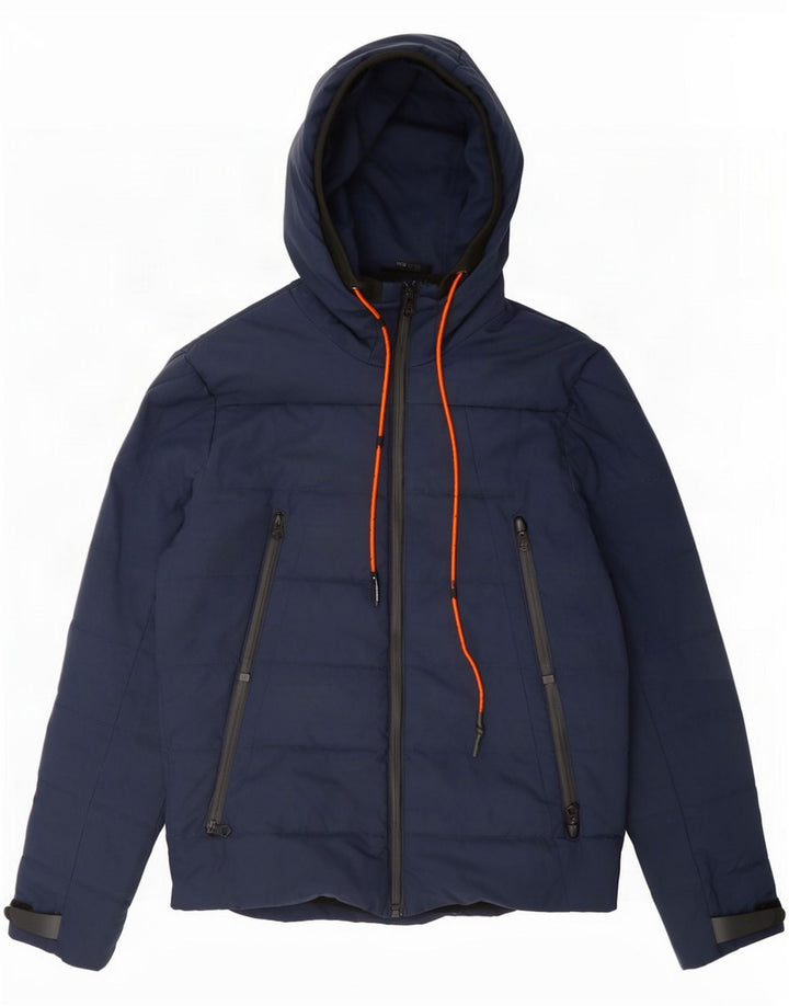 Zara wattierte Herrenjacke mit Kapuze, UK 36, klein, Marineblau
