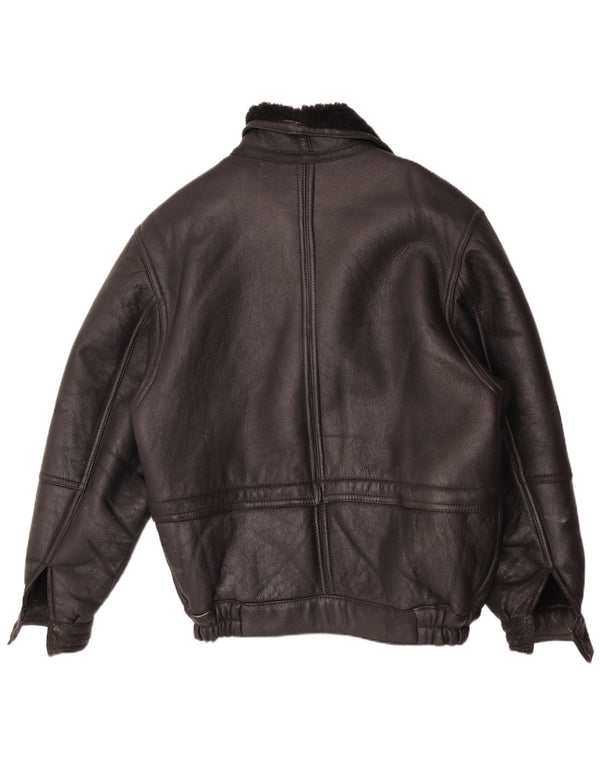 Vintage Herren Shearling Jacke IT 50 Large Schwarz