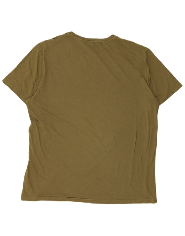 Benetton Herren T-Shirt Top XL Khaki Baumwolle