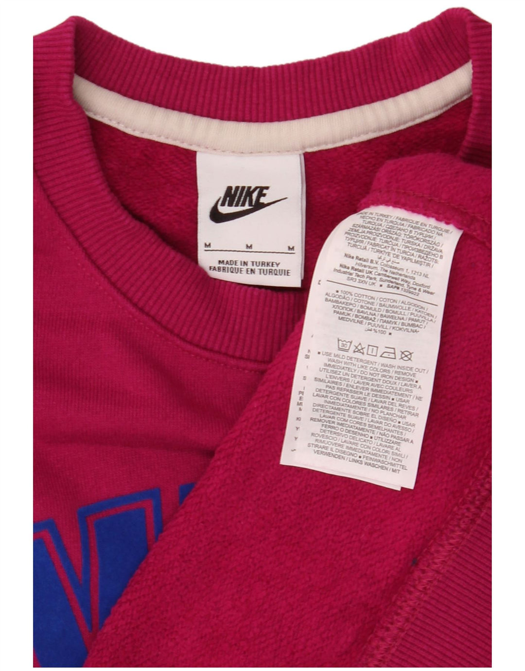 Nike Womens Graphic Oversized Sweatshirt Pullover UK 14 Mittelrosa Baumwolle