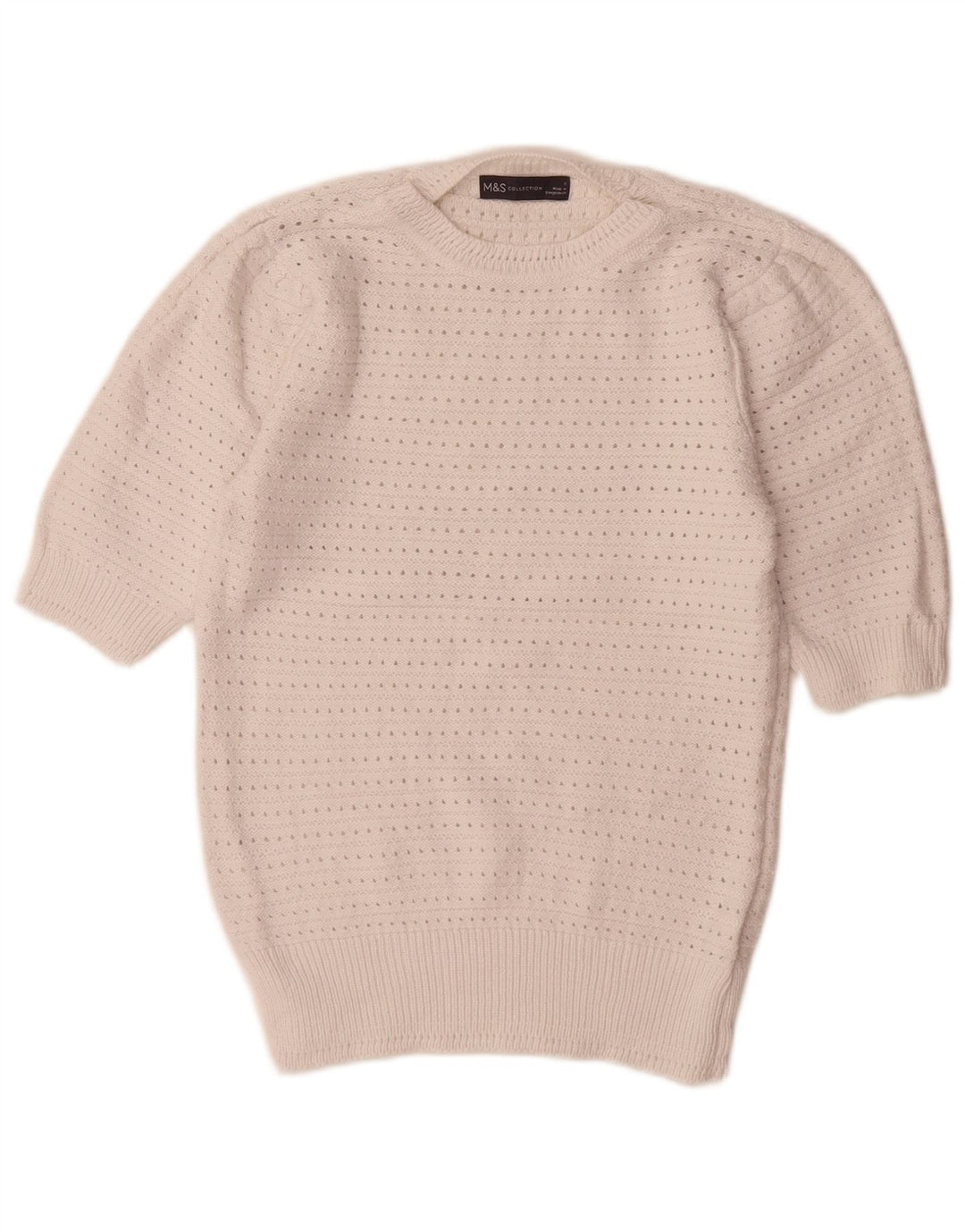 Marks & Spencer Damen-Pullover mit Rundhalsausschnitt, Gr. 10, Größe S, Weiß