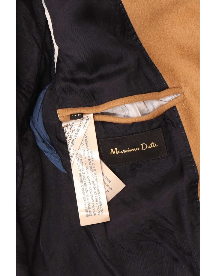 Massimo Dutti Herren-Mantel mit 3 Knöpfen, EU 48, mittelbeige Wolle