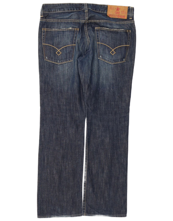 Uniform Herren Straight Jeans W34 L32 Blaue Baumwolle