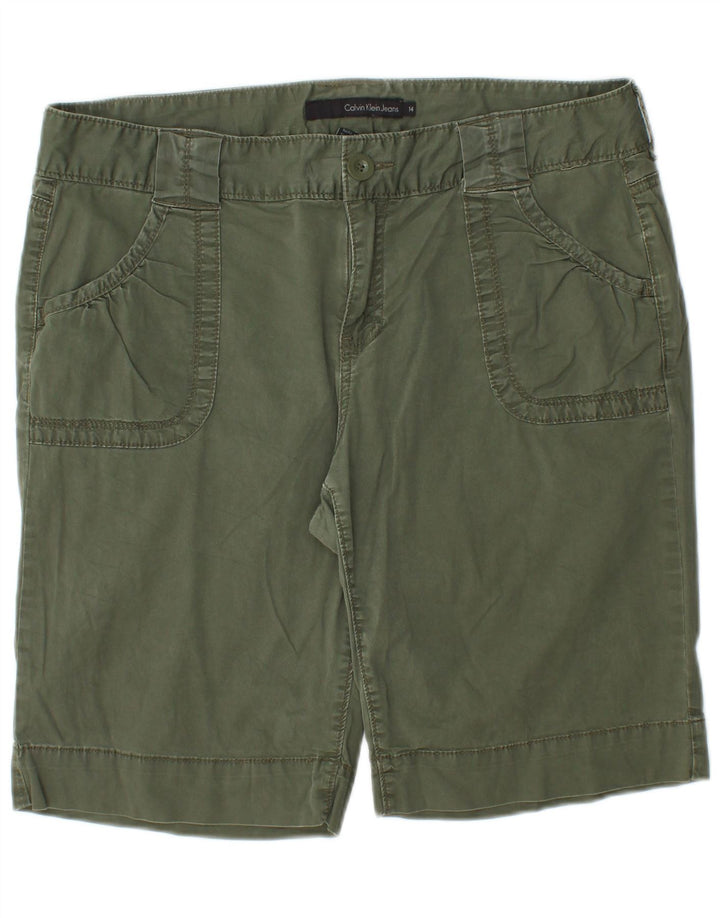 CALVIN KLEIN Damen Freizeitshorts US 14 XL W34 Khaki Baumwolle