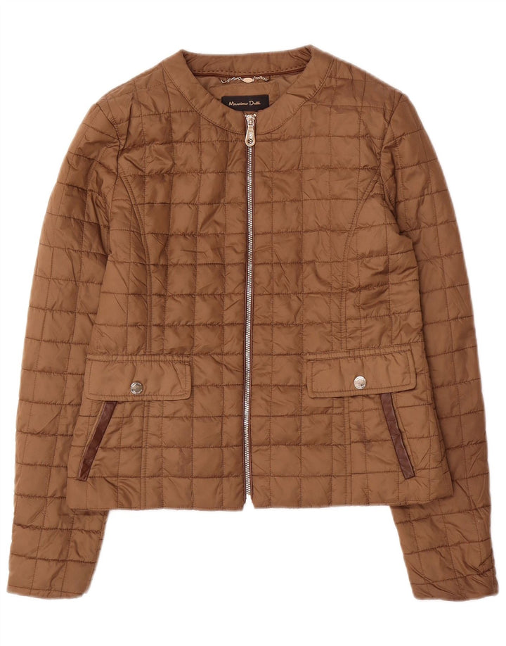 Massimo Dutti Damen Steppjacke UK 12 Mittelbraunes Polyester