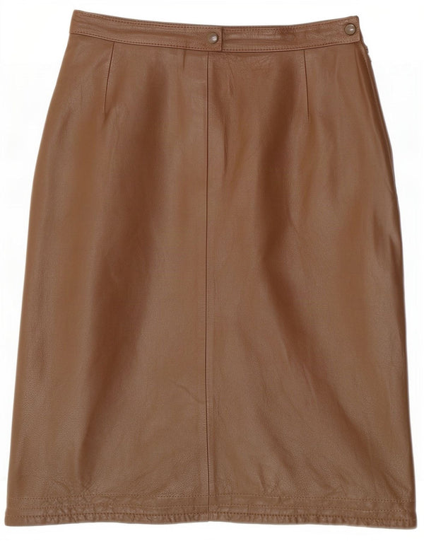 Vintage Damen High Waist Lederrock IT 46 Large W28 Braun