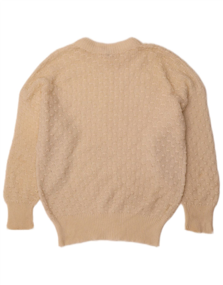 VINTAGE Womens Crew Neck Jumper Sweater UK 18 XL Beige Polyester