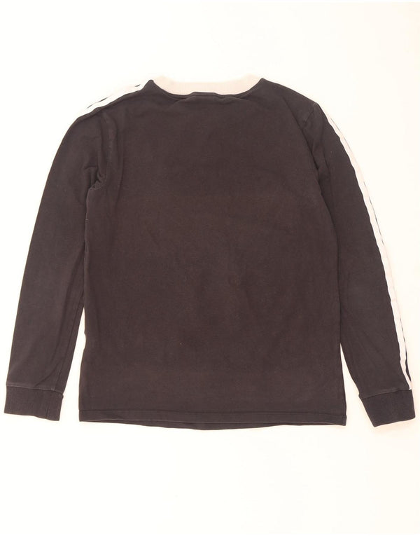 Adidas Damen Top Langarm UK 10 Small Schwarz Colourblock Baumwolle