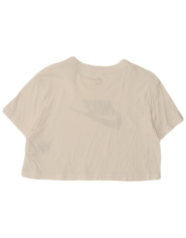 Nike Damen Crop Graphic T-Shirt Top UK 14 Mittelweiße Baumwolle