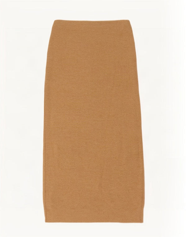 Zara Damen Strick-Midirock, Größe S, W26, Beige, Polyester