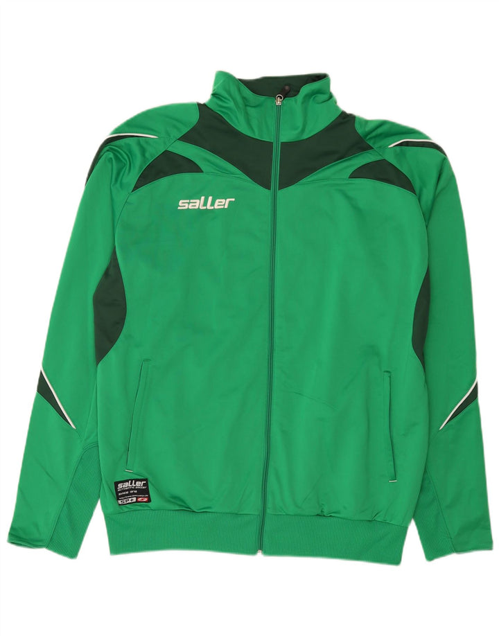 Saller Herren-Trainingsanzugoberteil mit Grafik, XL, grünes Farbblock-Polyester